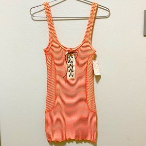 We The Free Orange and White Striped Tank Top